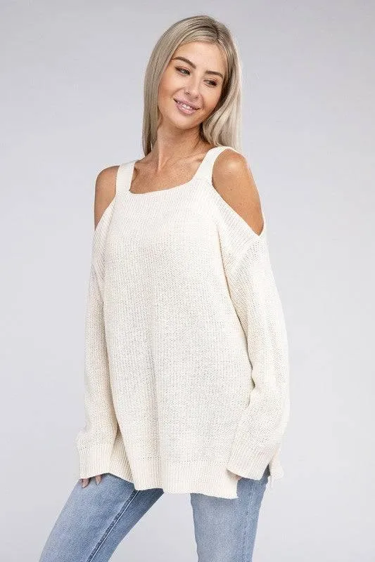 Open Shoulder Tunic Sweater