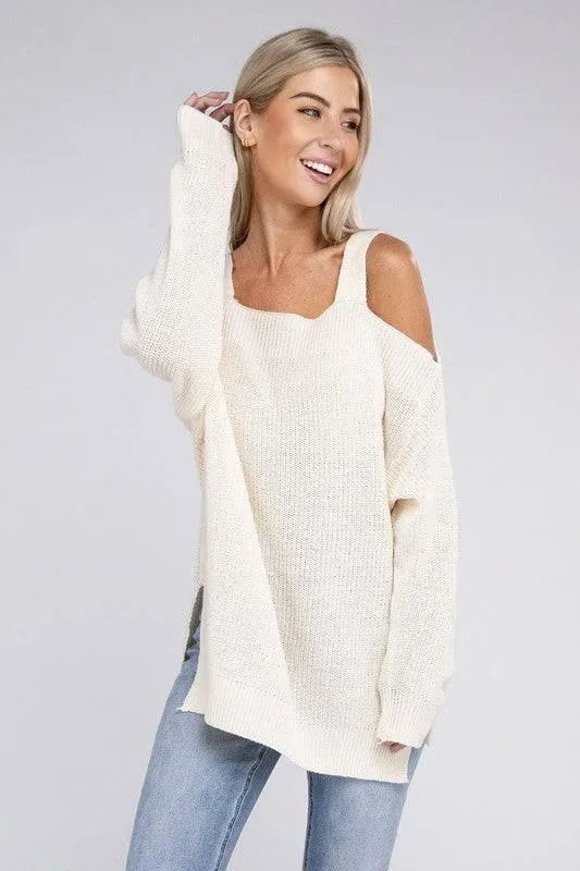 Open Shoulder Tunic Sweater