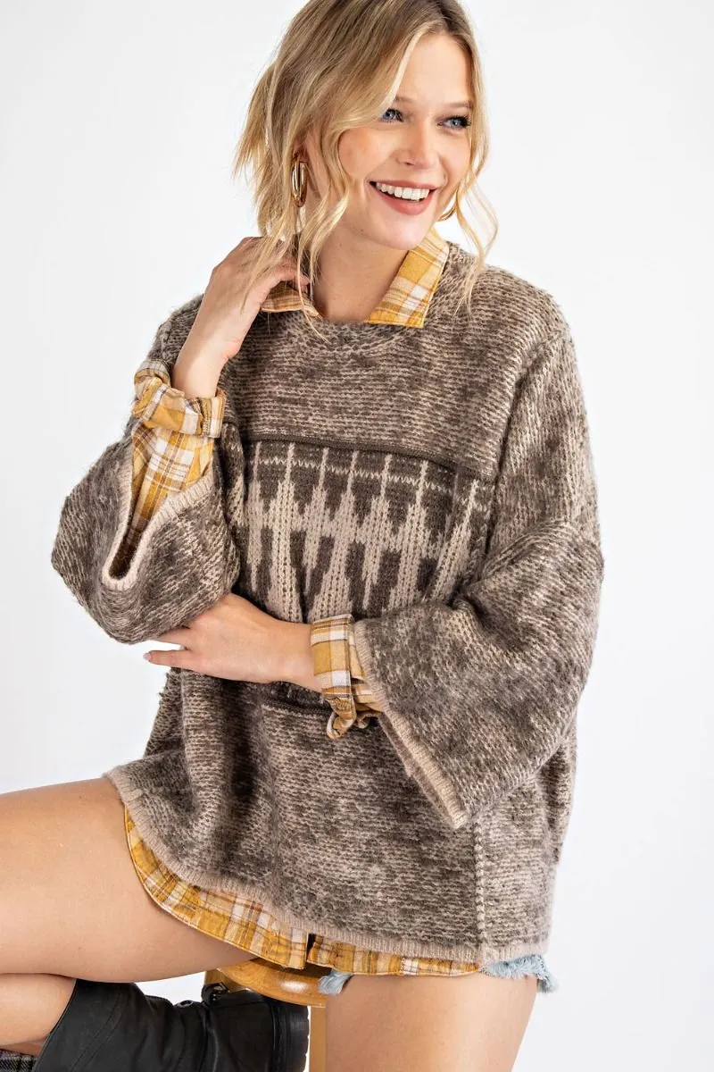 Oversized tribal patterned sweater