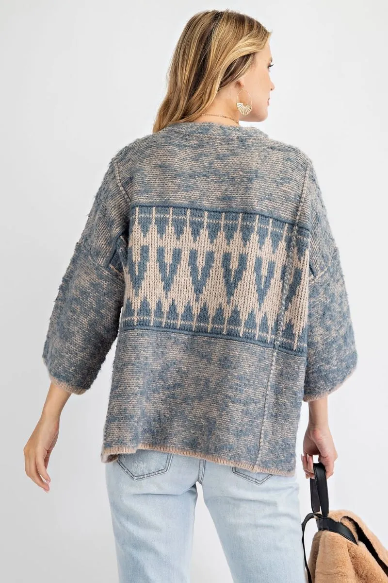 Oversized tribal patterned sweater