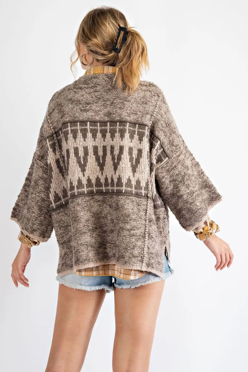 Oversized tribal patterned sweater