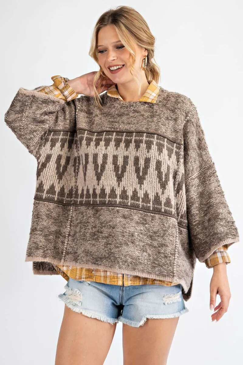 Oversized tribal patterned sweater