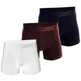 Pack Of 3 Men Comfort Boxer - ( Dark Red - White - Navy)