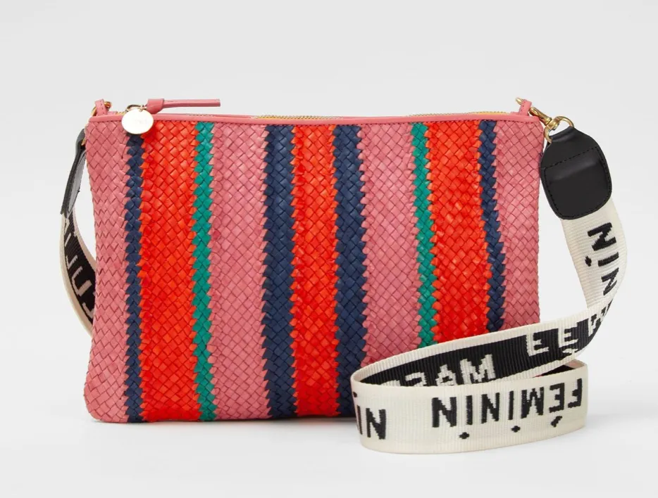 Petal Stripe Woven Flat Clutch