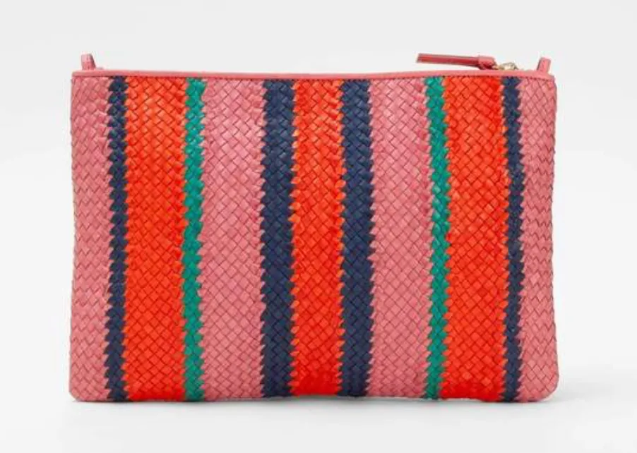 Petal Stripe Woven Flat Clutch