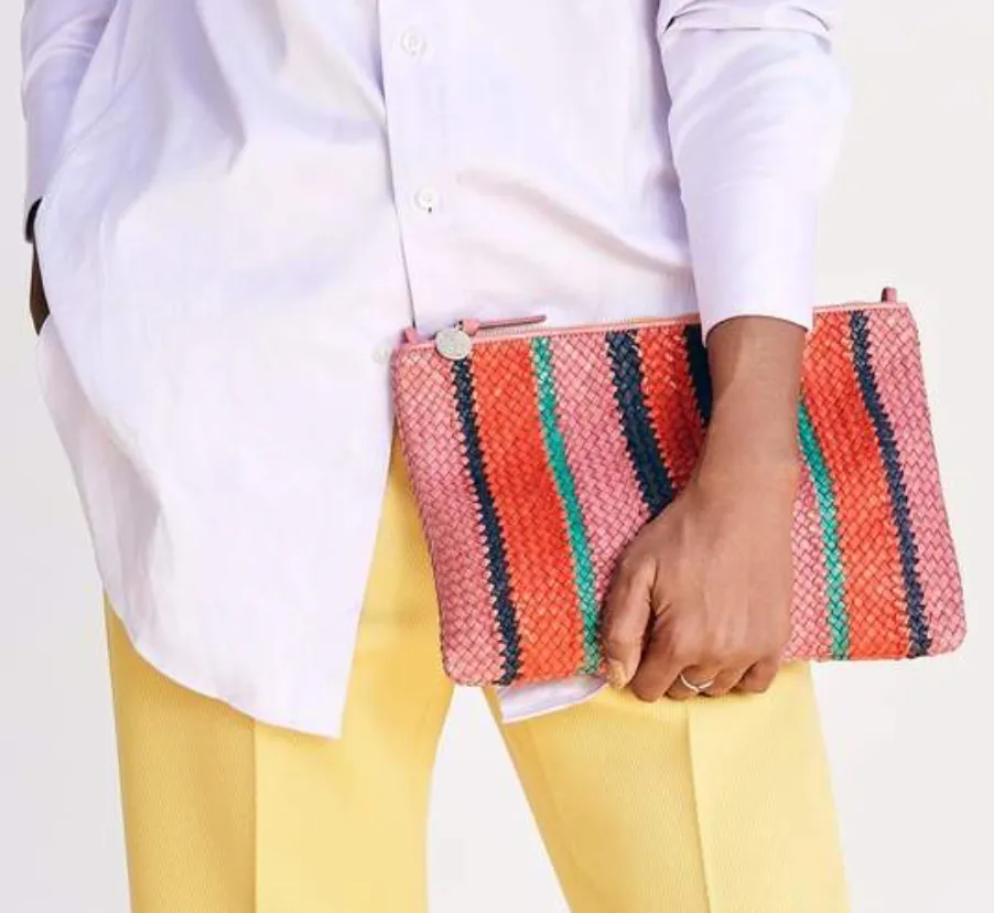 Petal Stripe Woven Flat Clutch