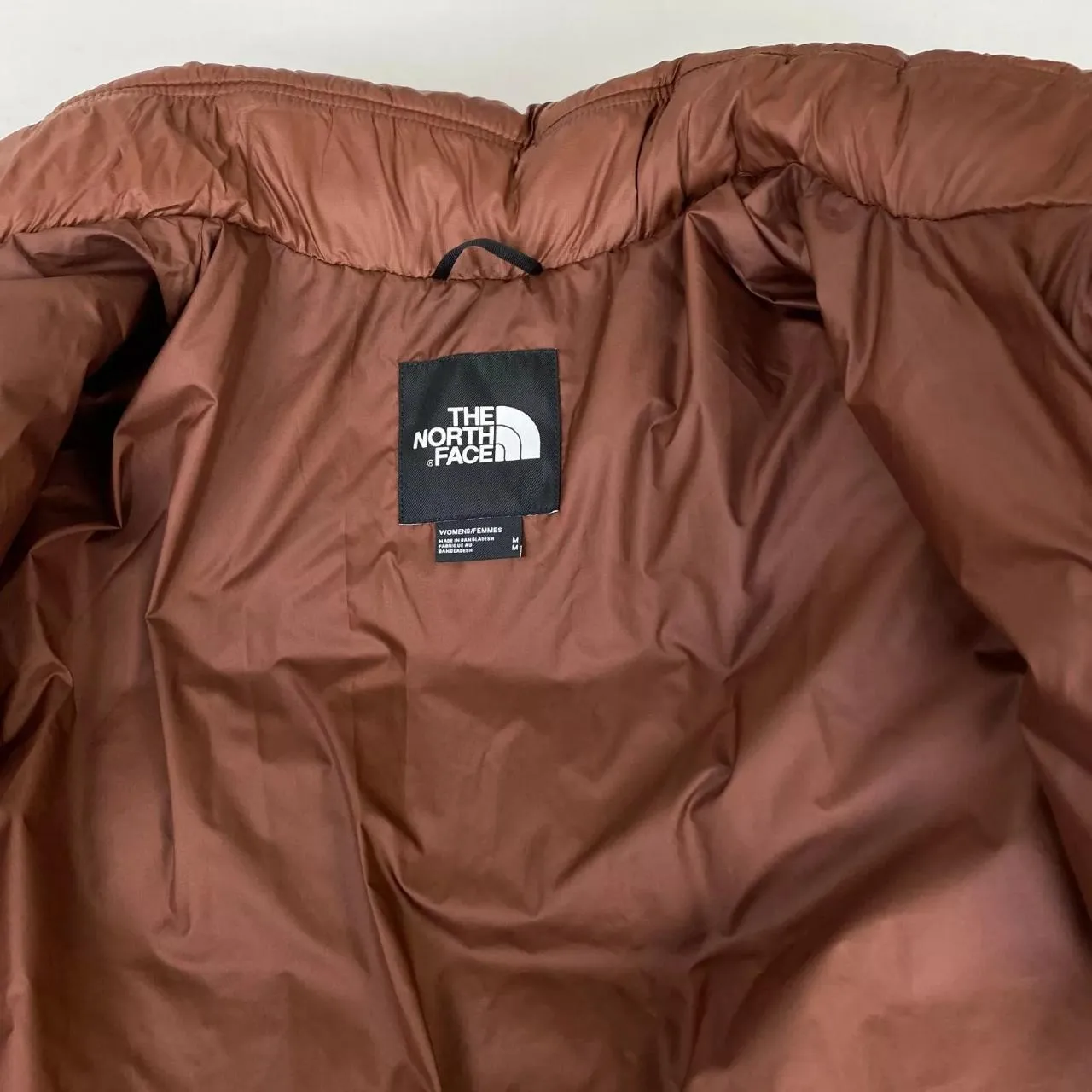 Preowned The North Face Womens Padded Puffer Jacket Size M Brown Outdoor TNF.