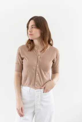 Rawson Vintage Ballet Pink Button Up Crop Thermal Shirt