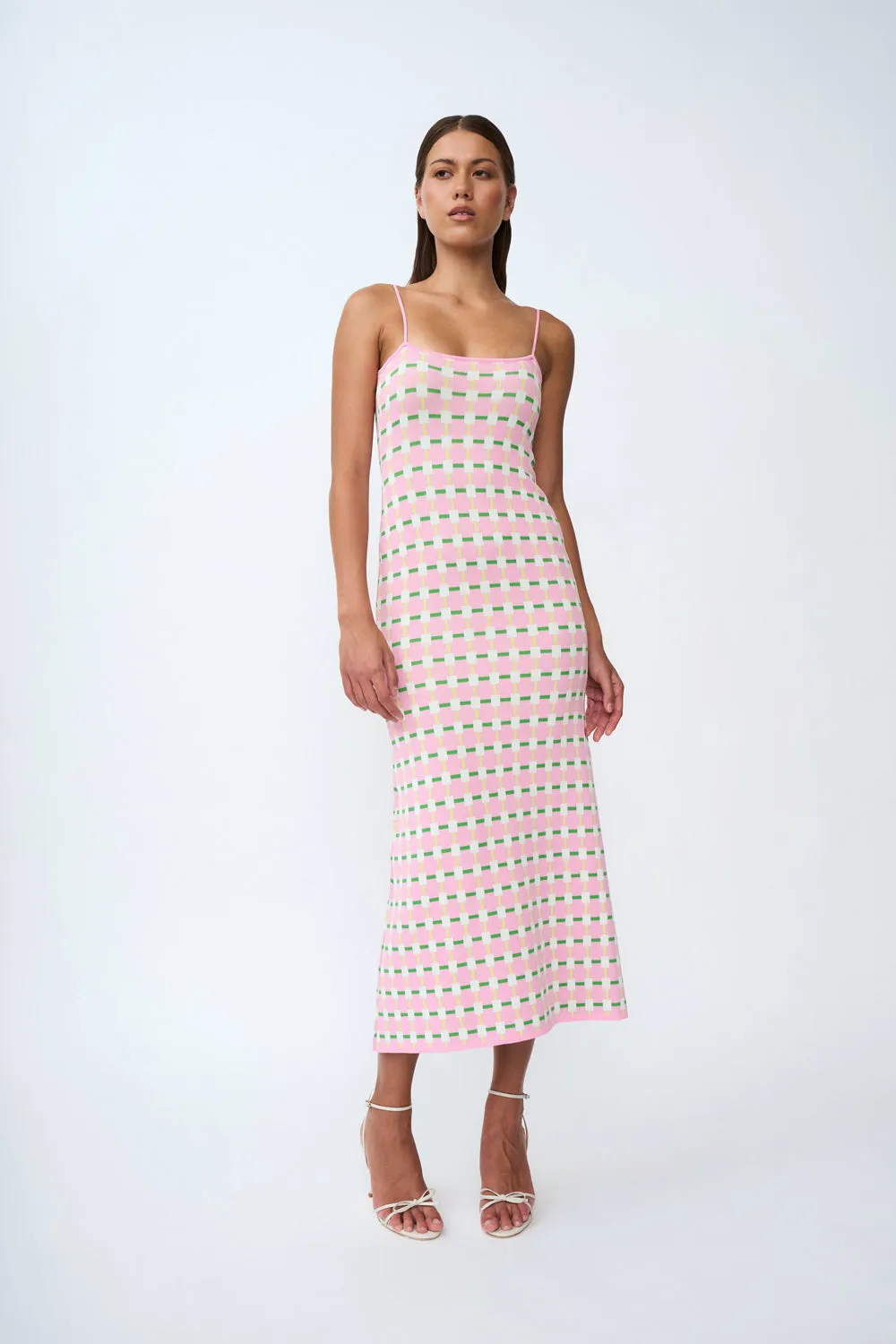 Remy Checker Knit Midi Dress | Final Sale - Pink Green Yellow