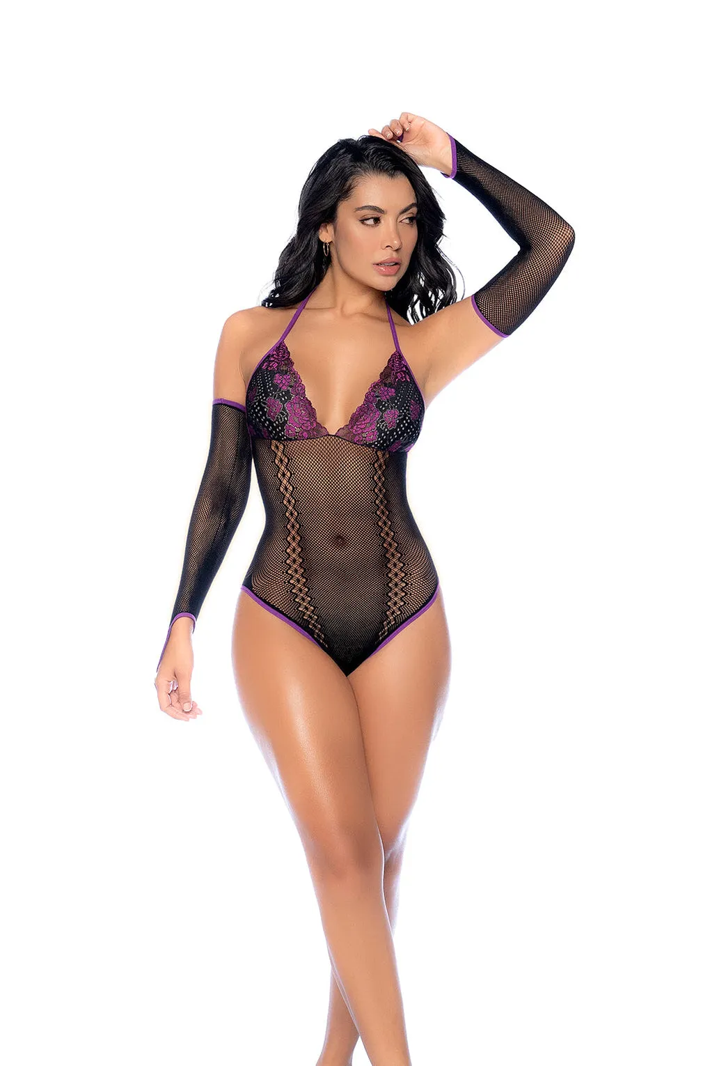 Romantic Fishnet Bodysuit Set