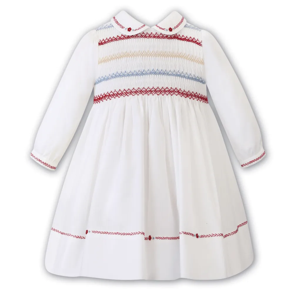 SARAH LOUISE -  Smocked Multi Dress - Cream