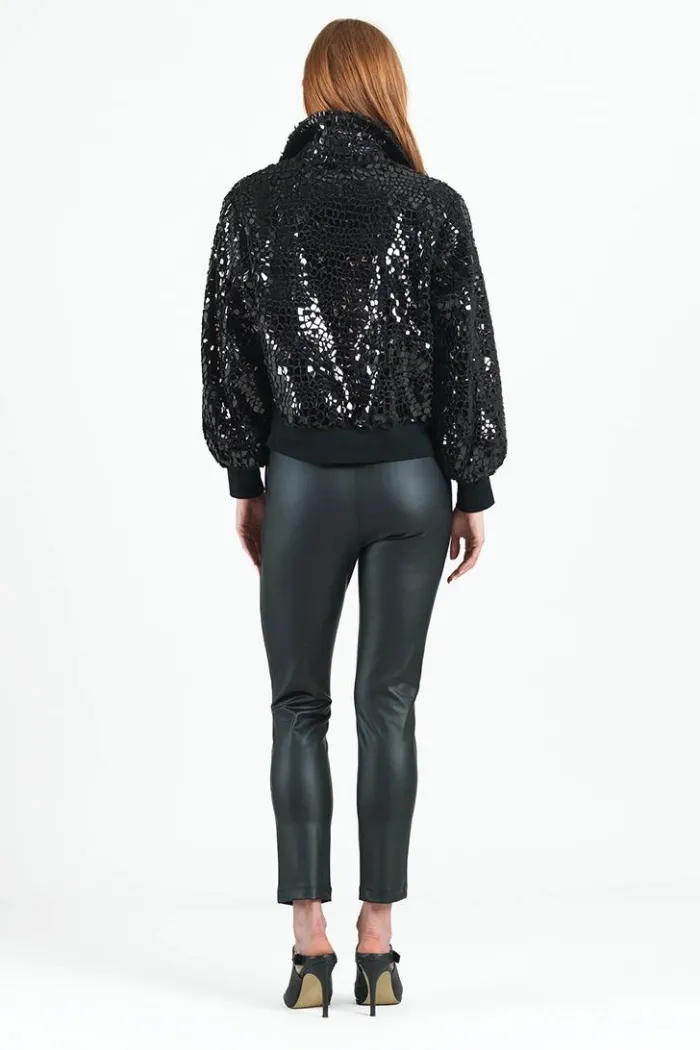 Shimmer Crushed Bomber Jacket