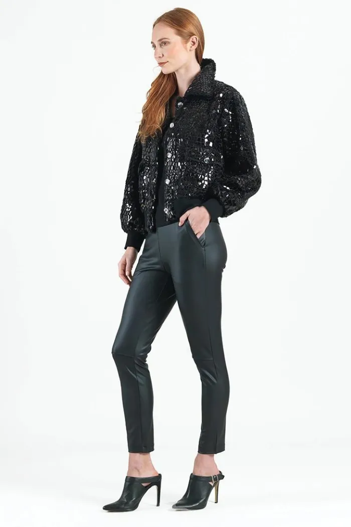 Shimmer Crushed Bomber Jacket