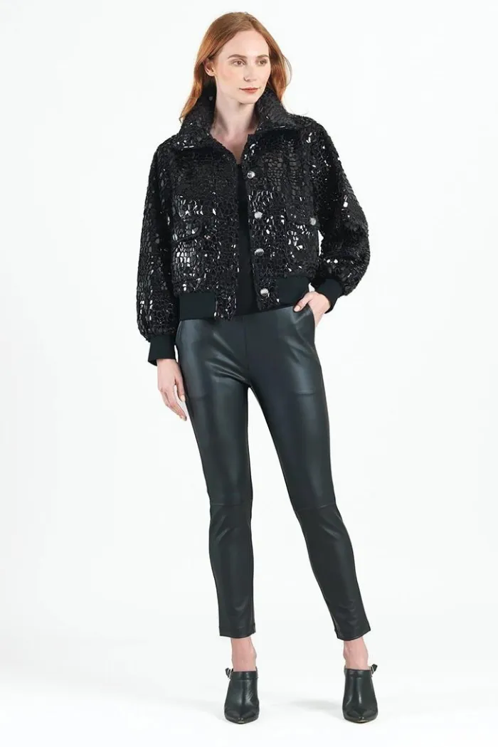 Shimmer Crushed Bomber Jacket