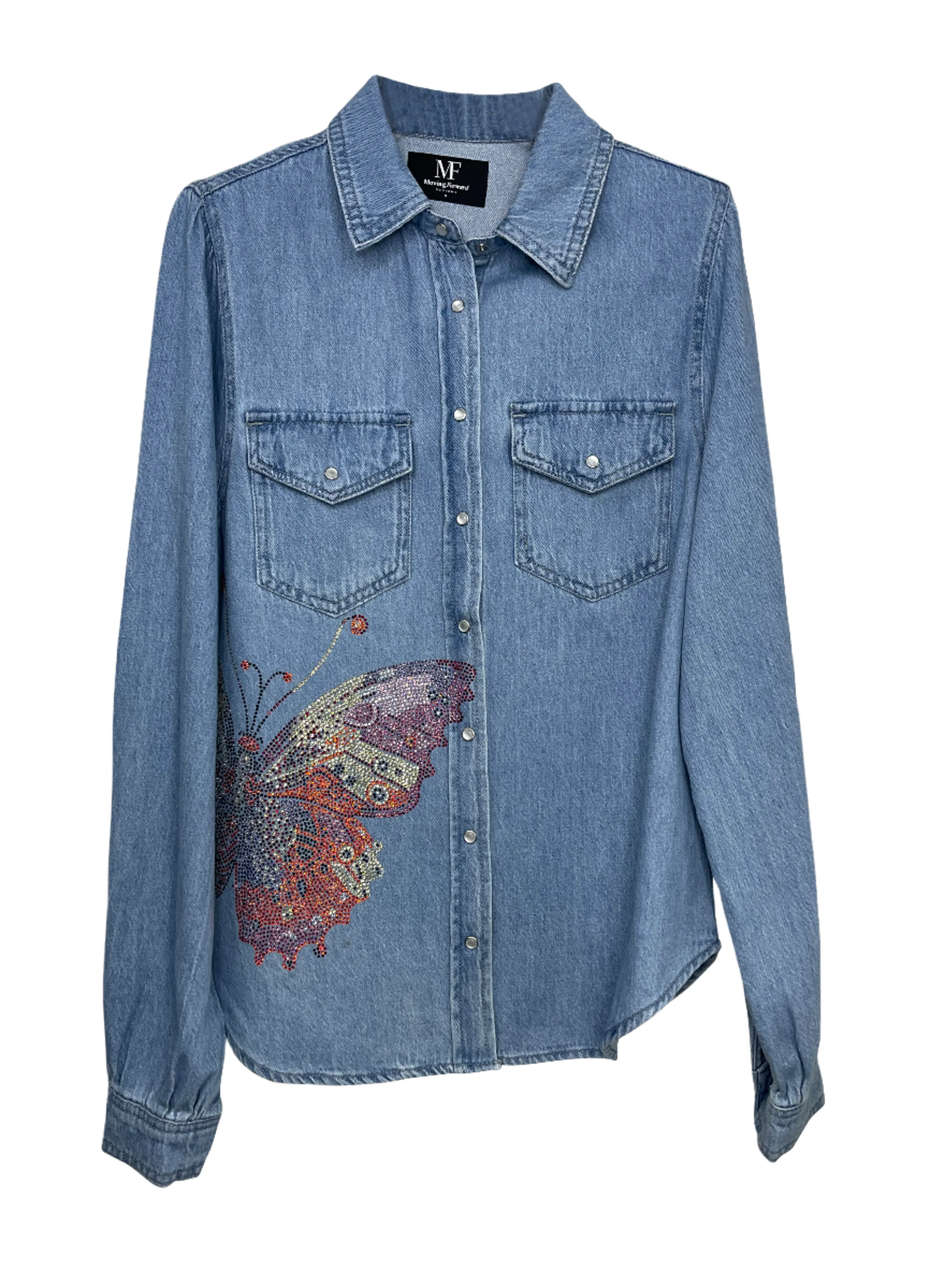 Shirt, Denim Shirred, Butterfly