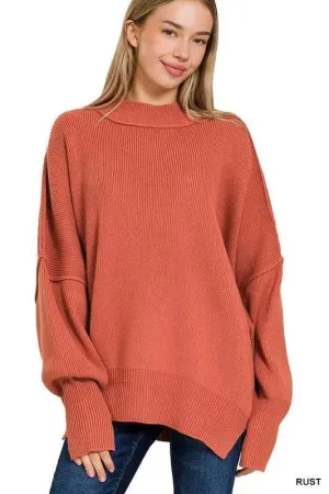 Side slit oversized sweater