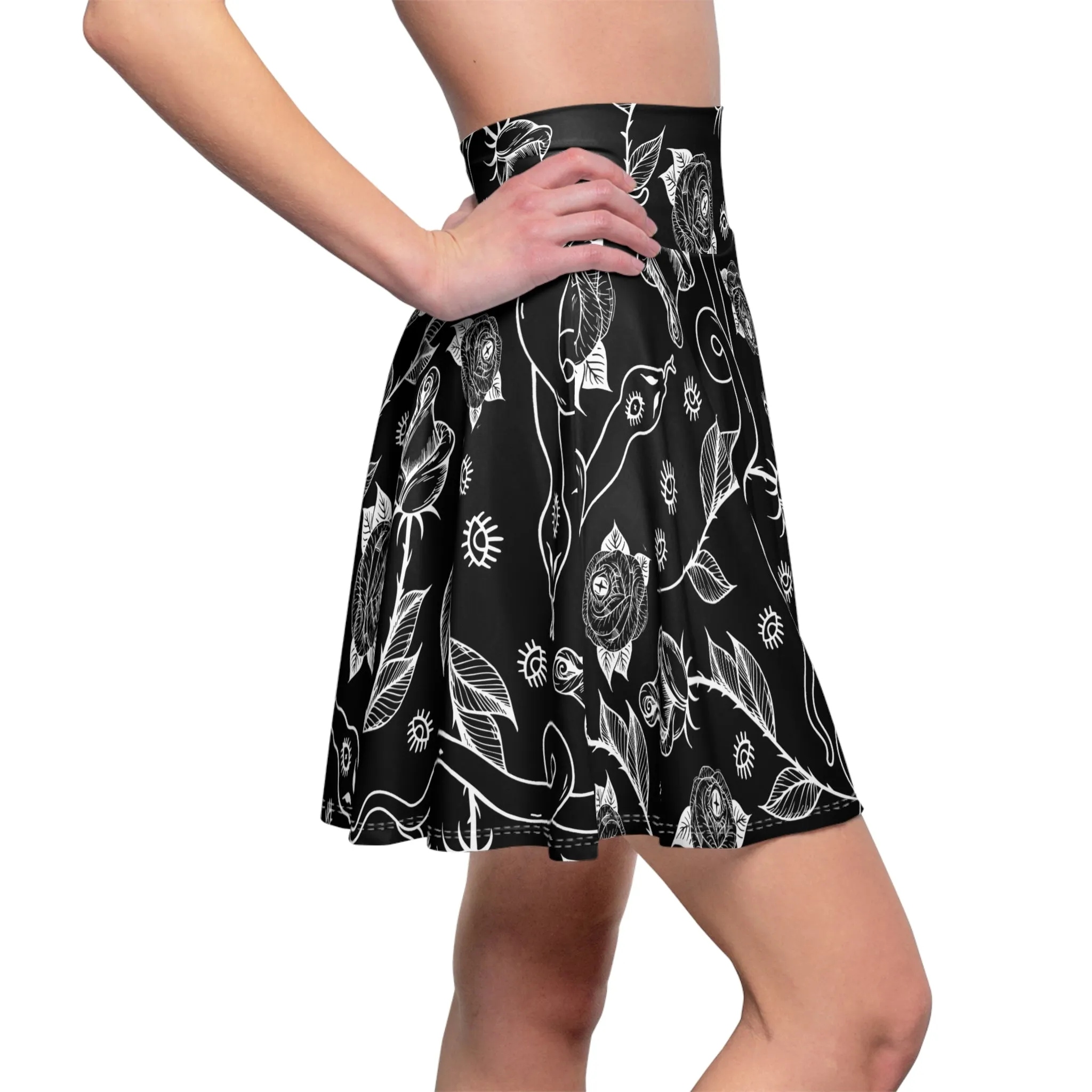 Snakes and Roses Skater Skirt