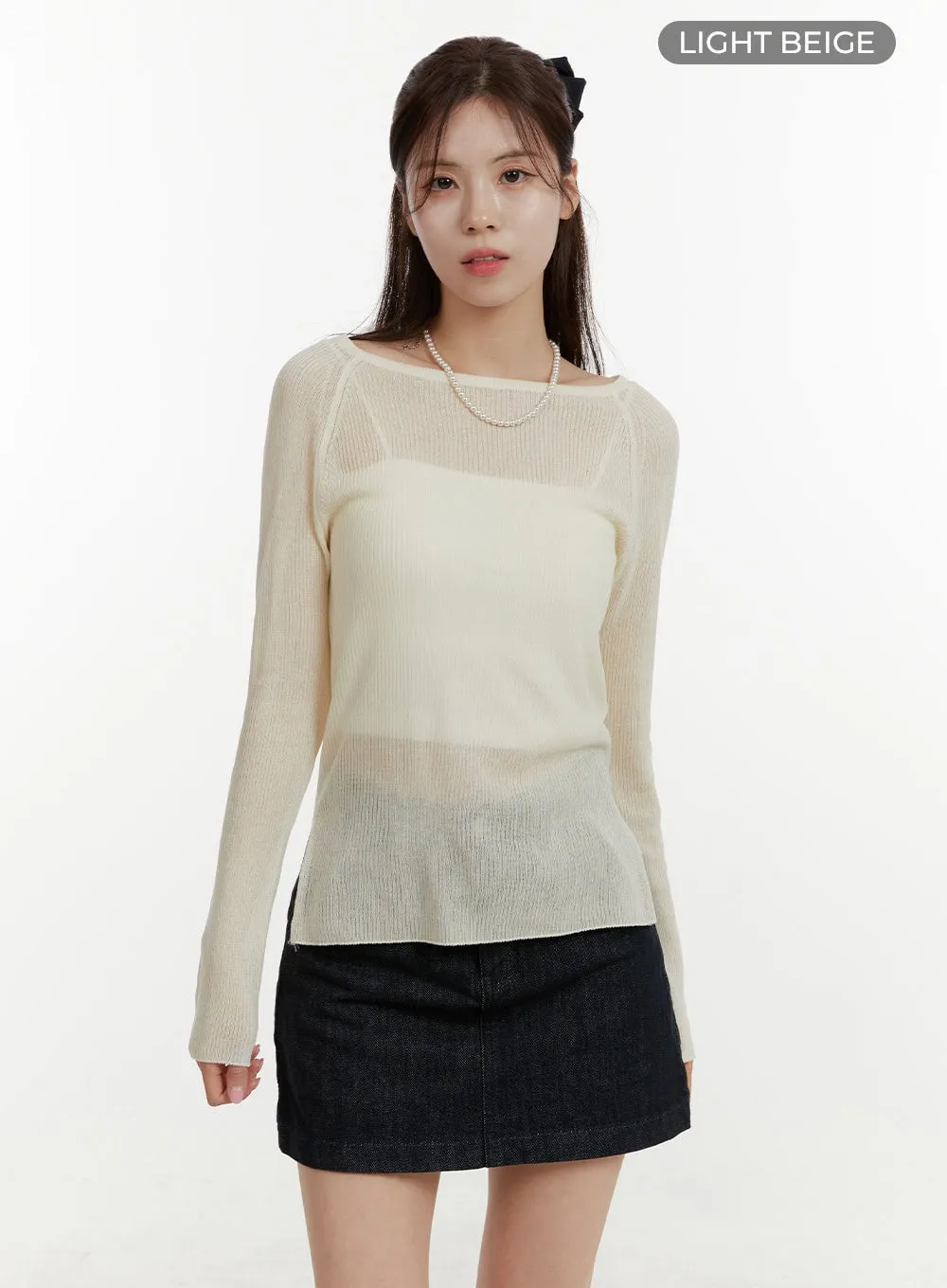 Solid Knitted Long Sleeve Top OY409