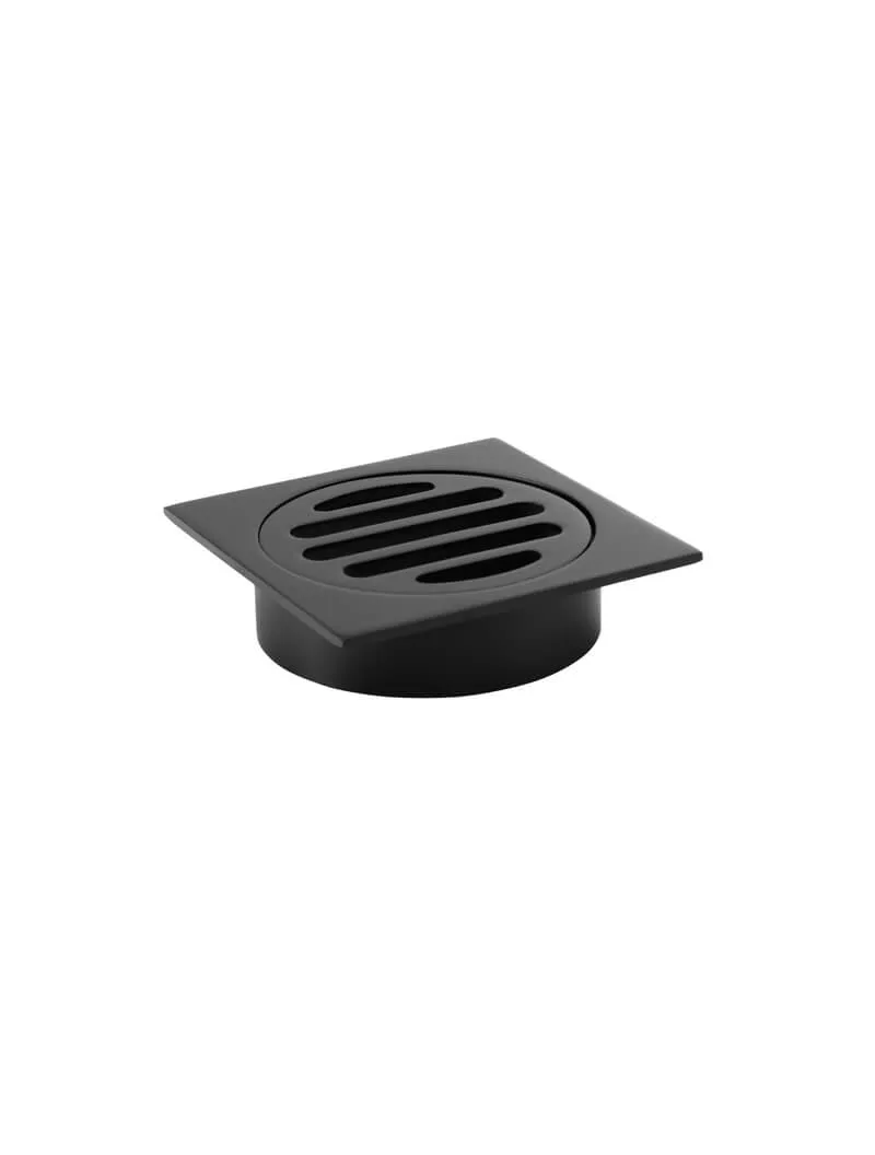 Square Floor Grate Shower Drain 80mm outlet - Matte Black