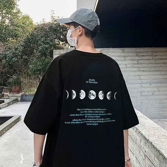 Summer Print T-shirt Men Half Sleeve Tee Shirt Fashion Brand Fashion Streetwear Loose Japan Style Oversize Top Men