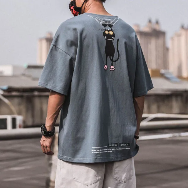 Summer Print T-shirt Men Half Sleeve Tee Shirt Fashion Brand Fashion Streetwear Loose Japan Style Oversize Top Men