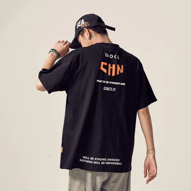 Summer Print T-shirt Men Half Sleeve Tee Shirt Fashion Brand Fashion Streetwear Loose Japan Style Oversize Top Men