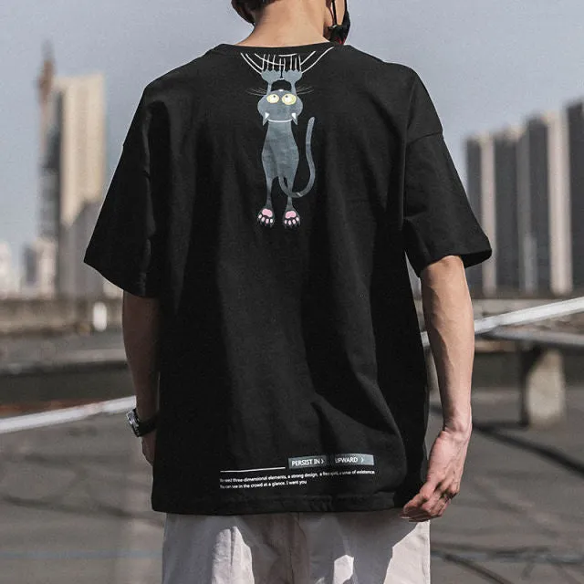 Summer Print T-shirt Men Half Sleeve Tee Shirt Fashion Brand Fashion Streetwear Loose Japan Style Oversize Top Men