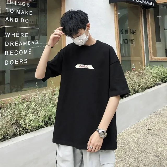 Summer Print T-shirt Men Half Sleeve Tee Shirt Fashion Brand Fashion Streetwear Loose Japan Style Oversize Top Men