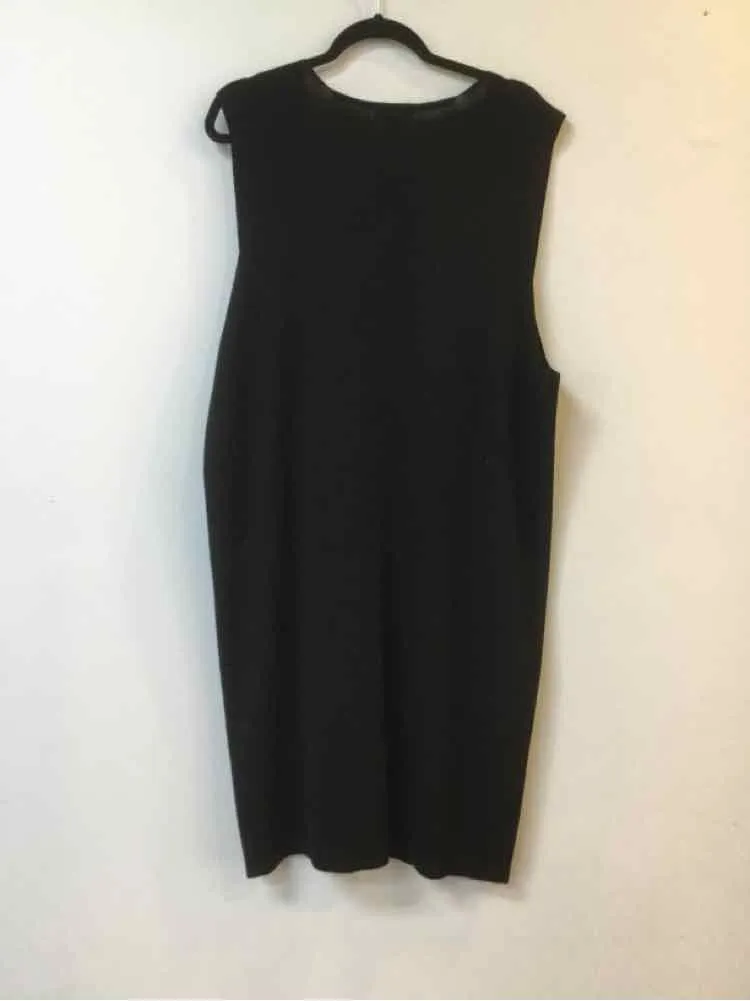 Talbots Size XL Black/gold Knit button front Sleeveless Dress