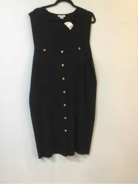 Talbots Size XL Black/gold Knit button front Sleeveless Dress