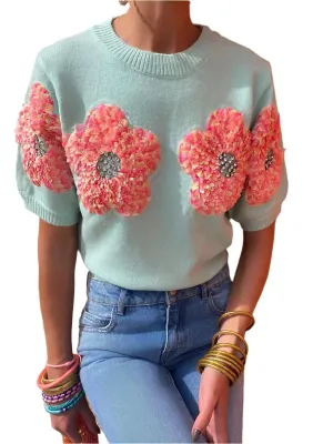 TEEK - Contrasting Flowers Sweater