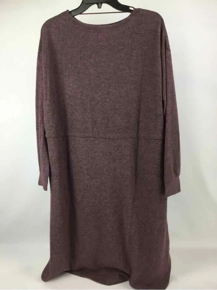 Terra Sky Size 1X Mauve NWT Knit Drawstring Long Sleeve Dress