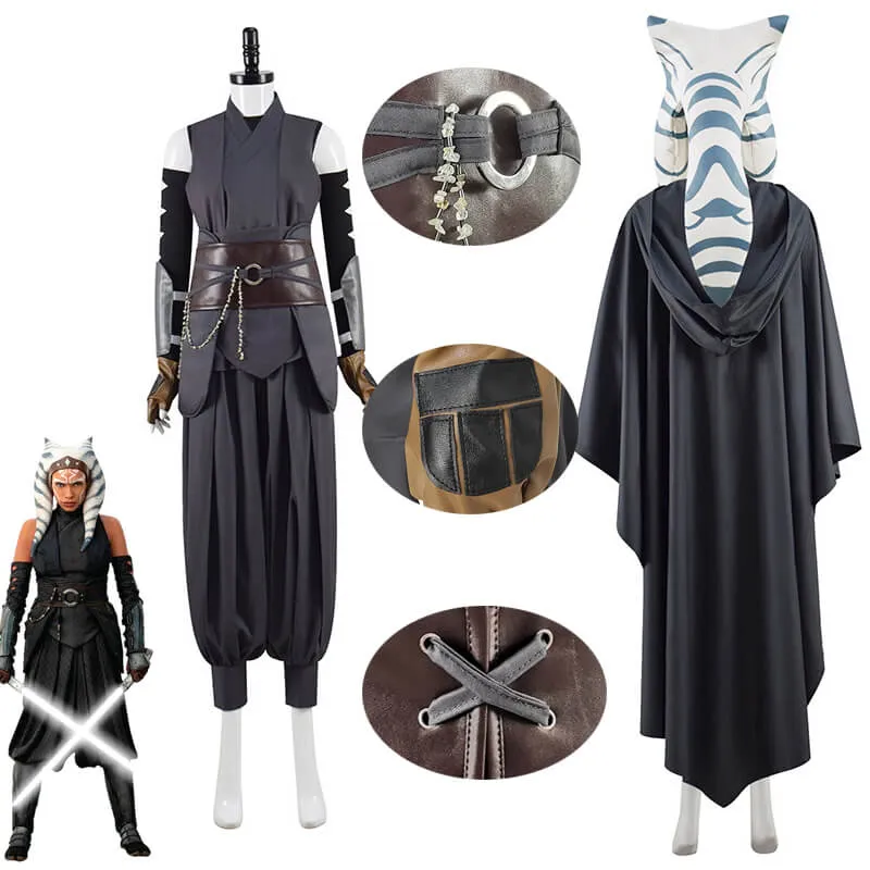 The Mandalorian Ahsoka Tano Black Cosplay Outfits Halloween Carnival Suit Women Costumes