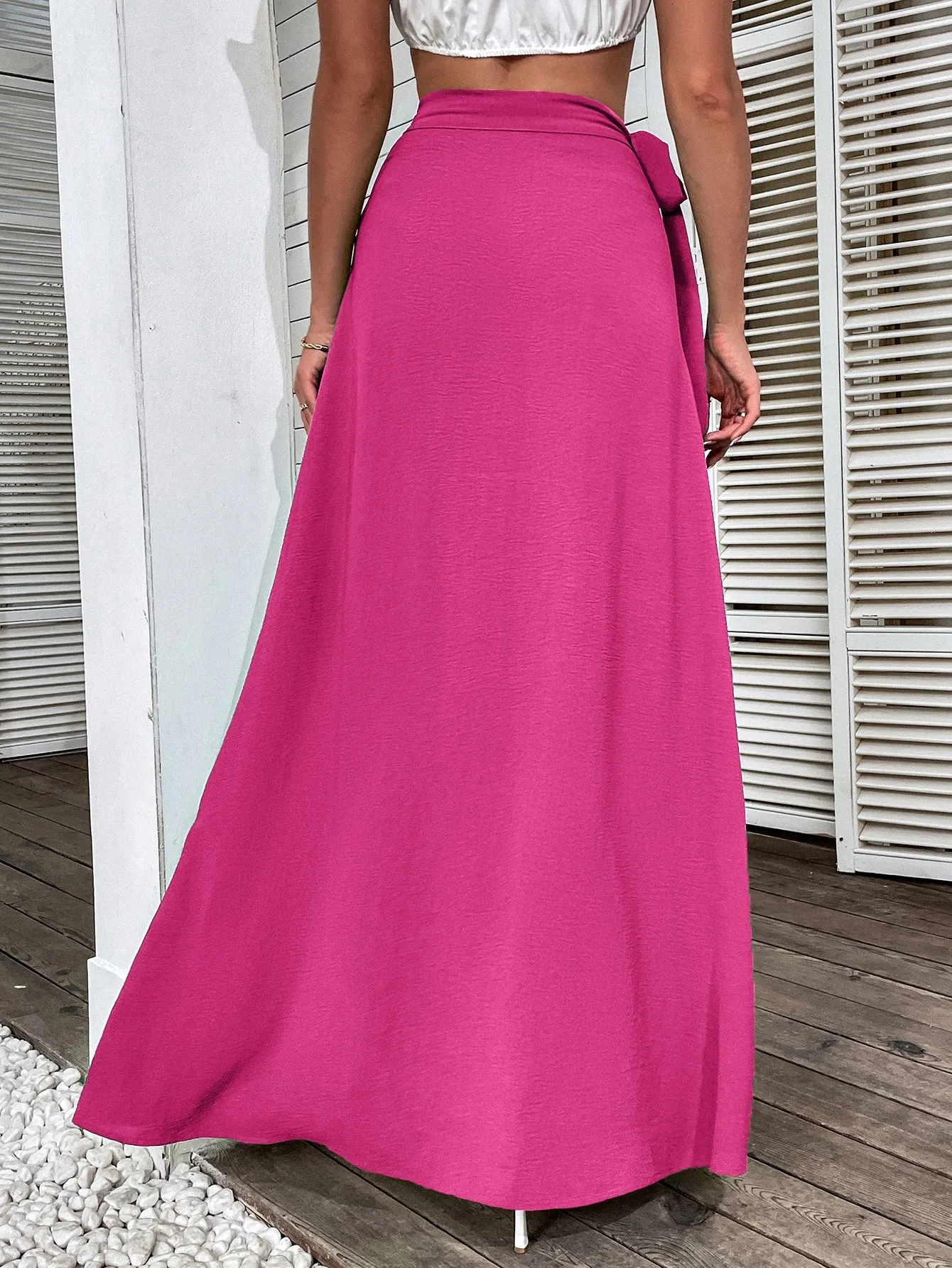 Tie Side Maxi Wrap Skirt