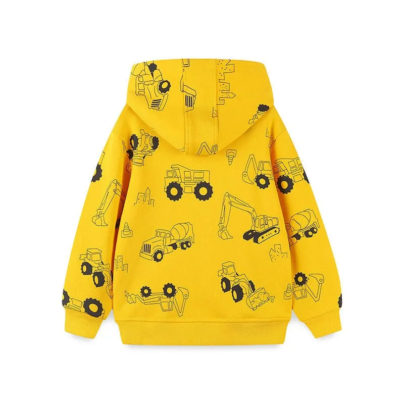 Toddler/Kid's Tractor Construction Print Design Yellow Jacket