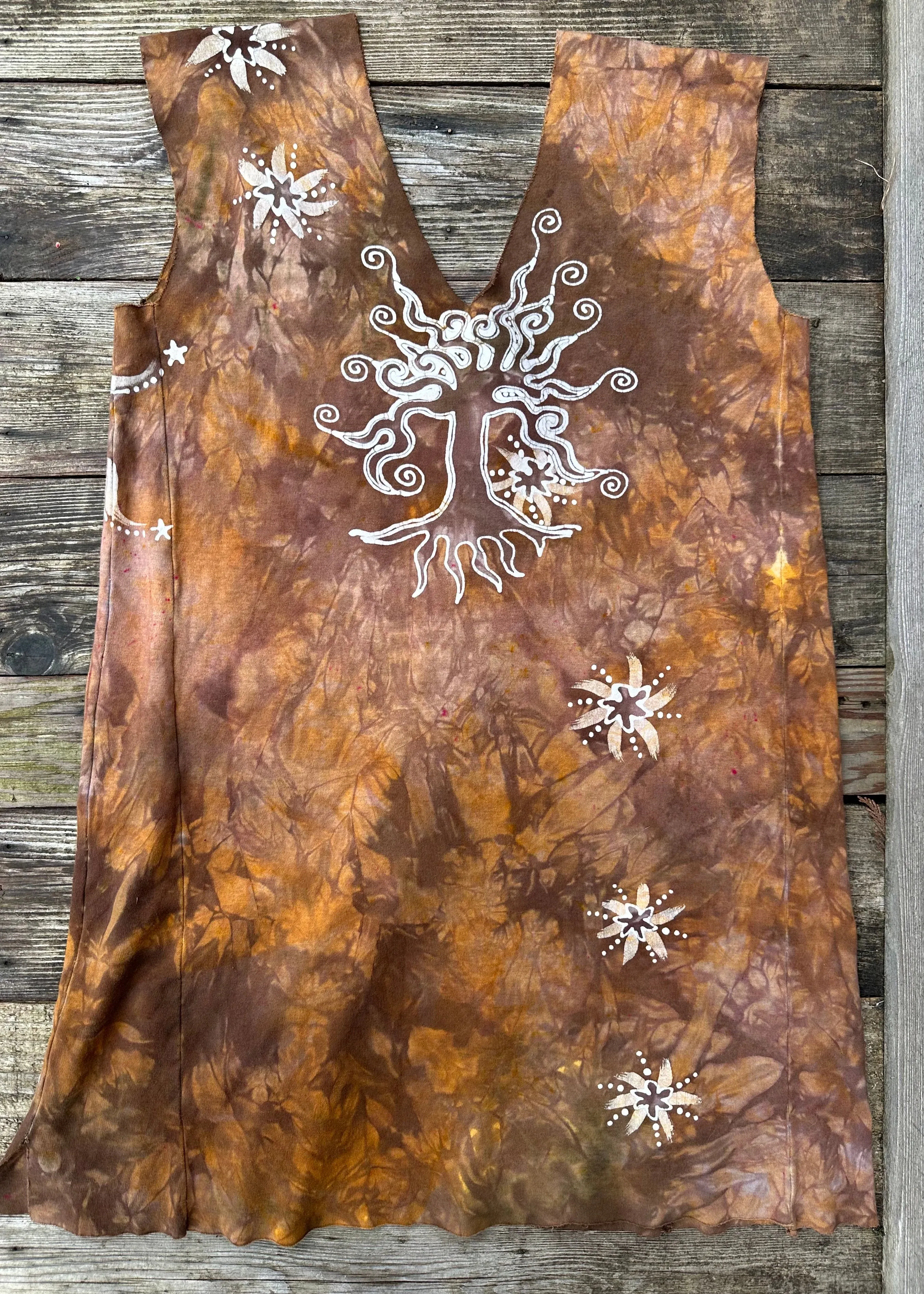 Tree Sands and Beach Organic Cotton Batik Dress Tunic Top - size Large