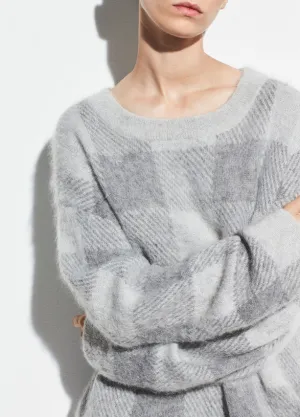 Vince Brushed Plaid Crewneck Sweater