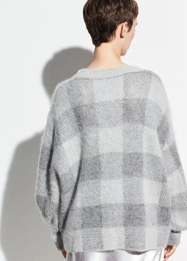 Vince Brushed Plaid Crewneck Sweater