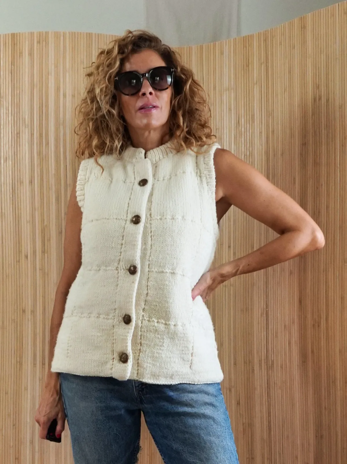 Vintage Chunky Vanilla Sweater Vest