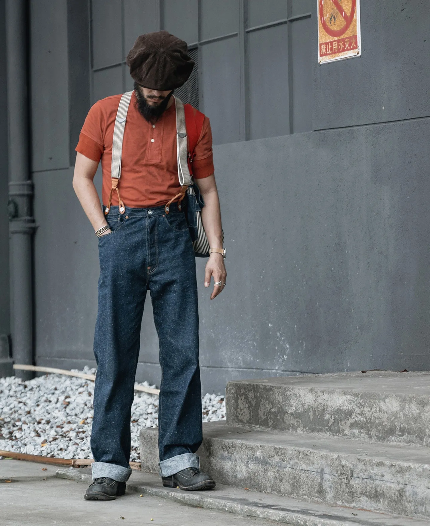 Vintage Short Sleeve Henley T-Shirt - Red