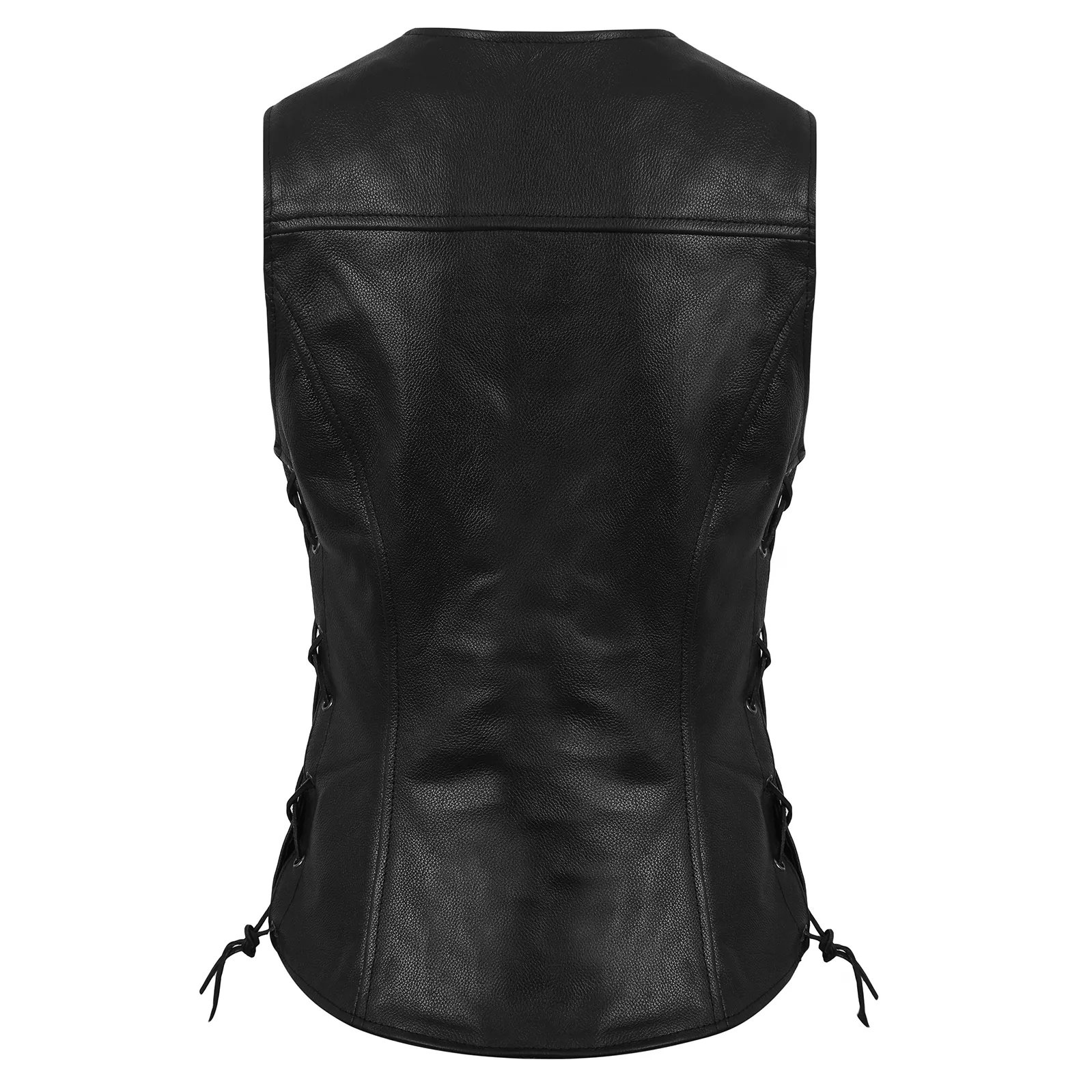 VL1048 Premium Leather Ladies Five-Snap Lace Side Vest