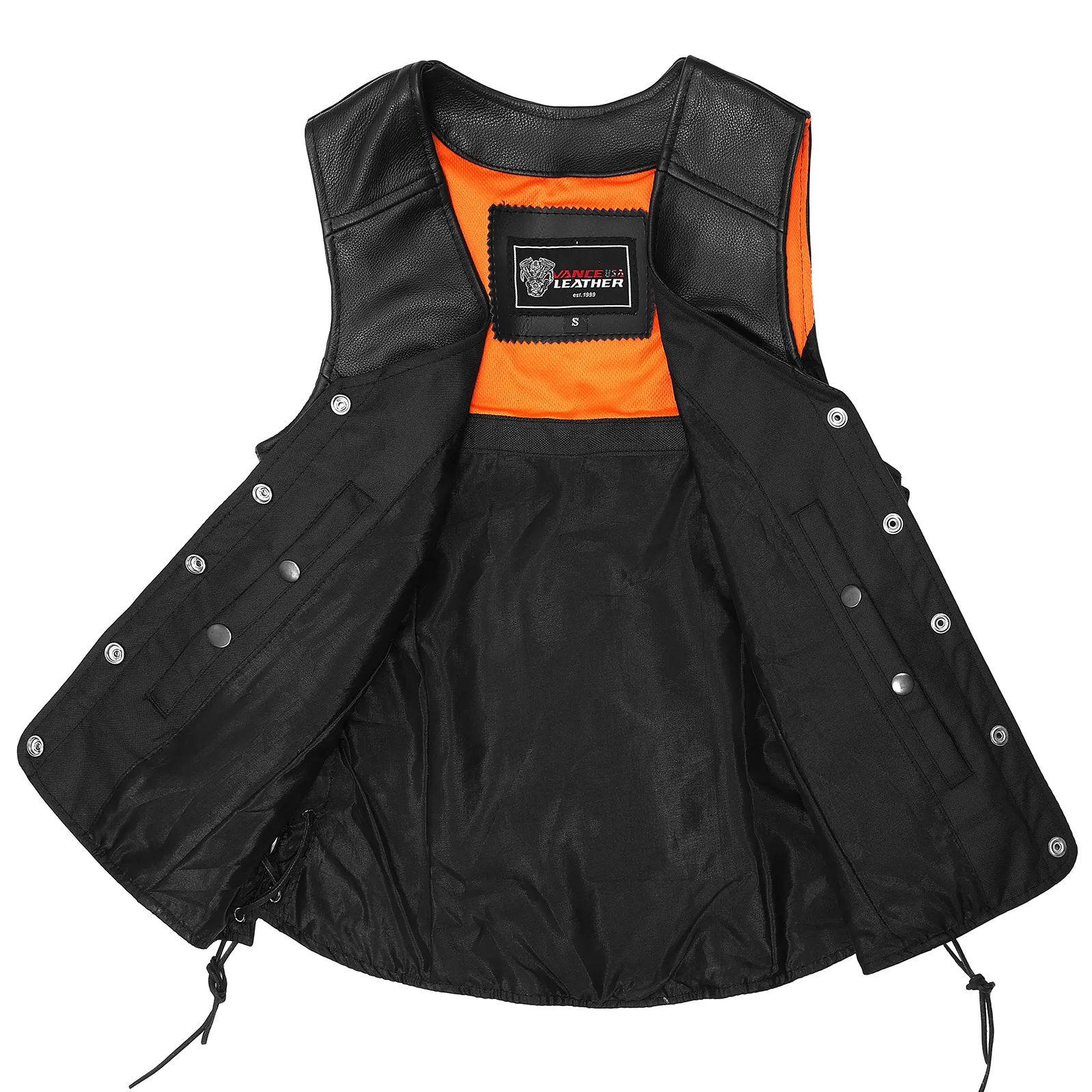 VL1048 Premium Leather Ladies Five-Snap Lace Side Vest