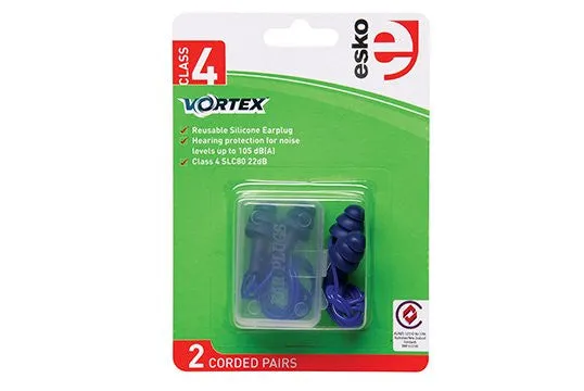 Vortex Reusable Corded Earplugs Including Storage Case, Class 4, Handy 2 Pair Pack