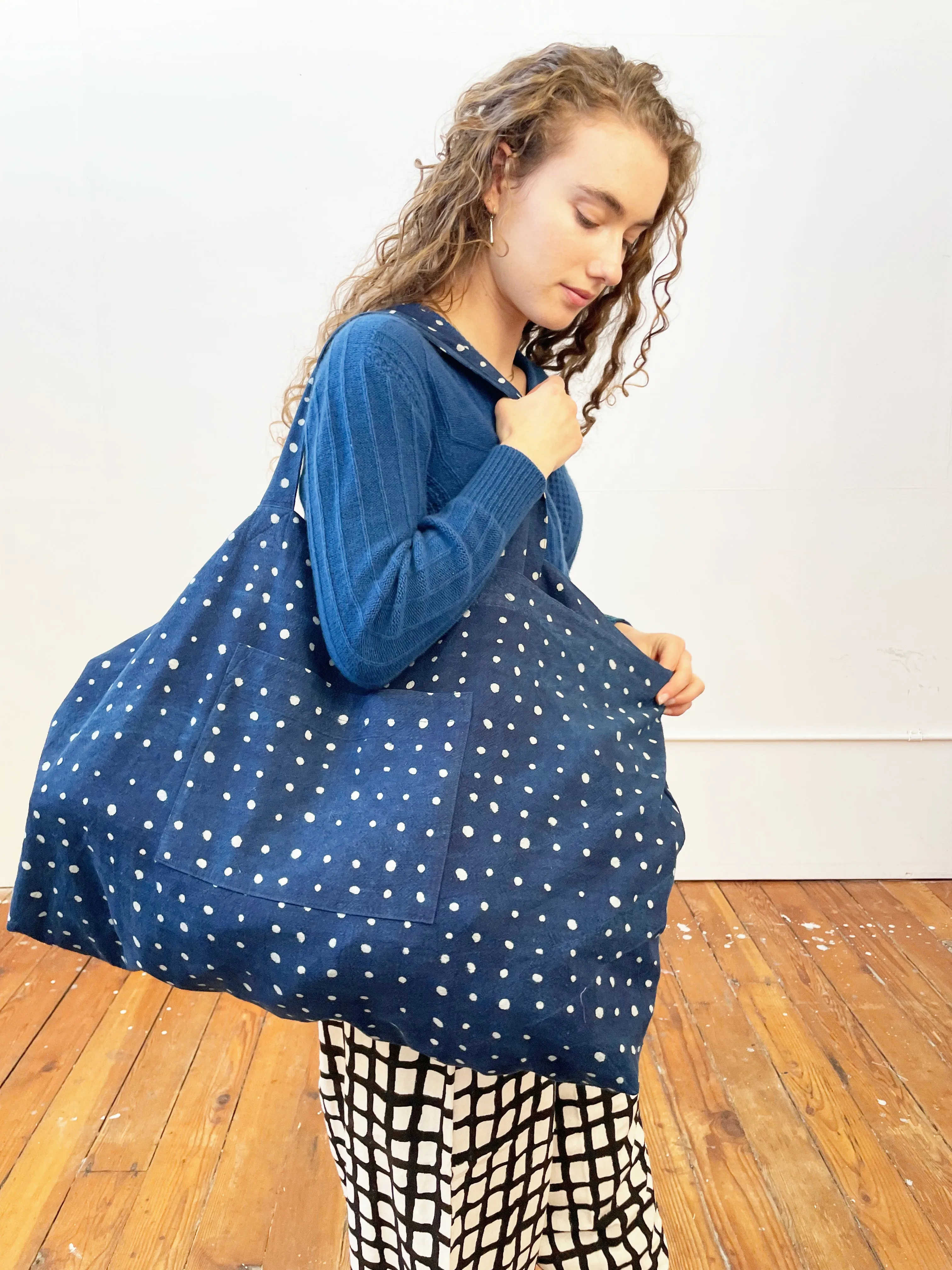 Weekend Tote Bag - Indigo Dots