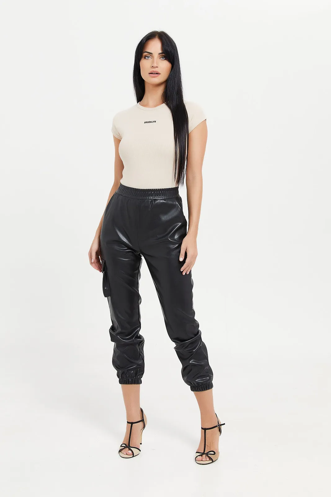 Women Black Elasticated Waist Joggers