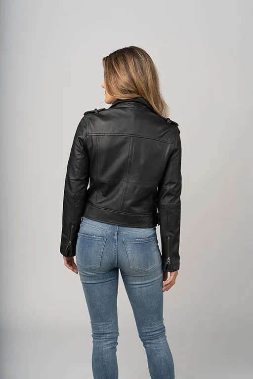 Women’s Black Leather Biker Jacket