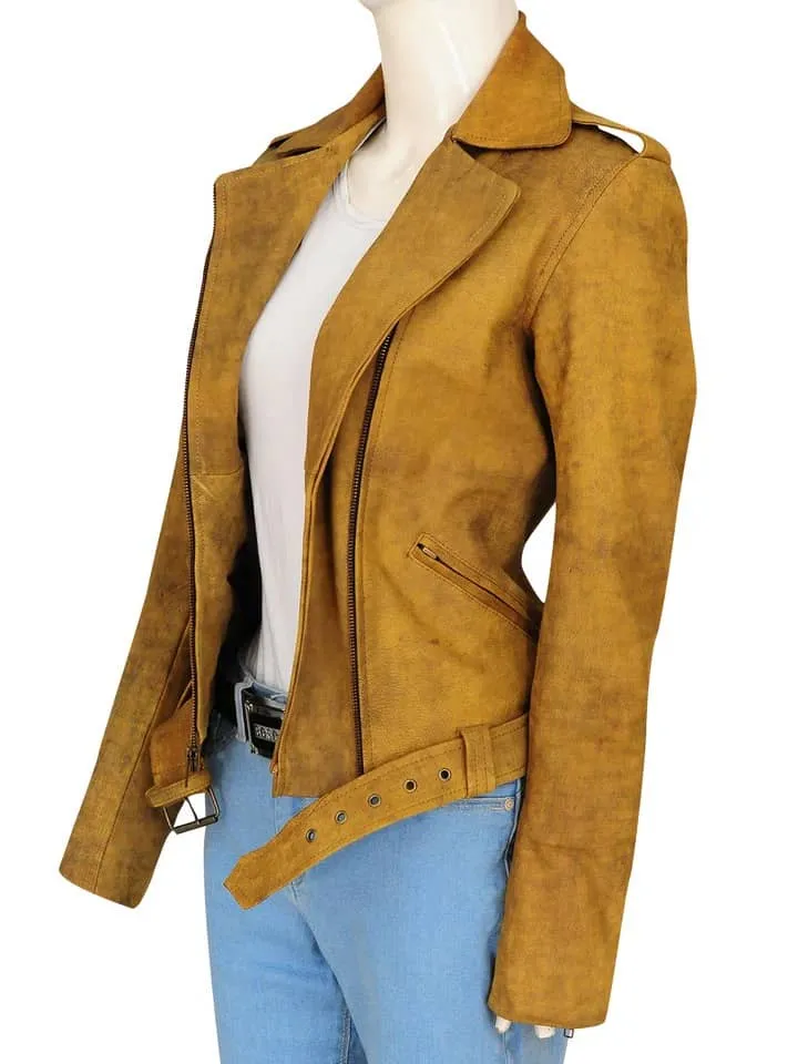 Women's Distressed Brown Leather Jacket