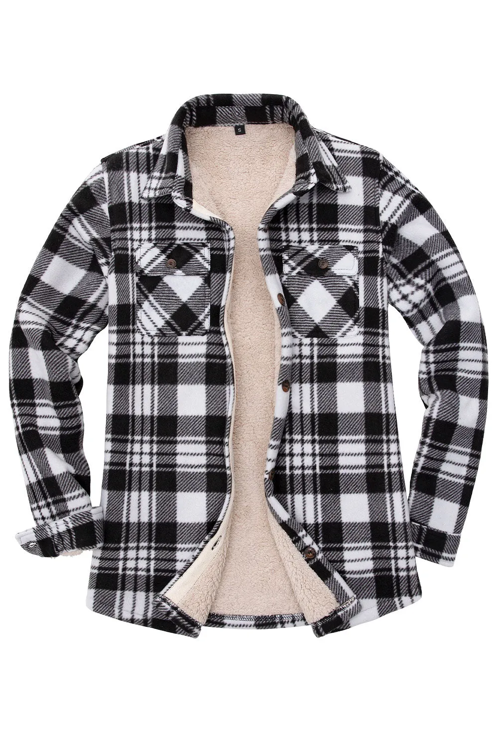 Women's Sherpa Lined Throughout Shirt Jacket Button Up Plaid Jacket