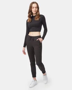 Z Supply Women's Mockneck Longsleeve Crop Top - Meteorite Black